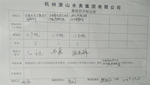 中标信息 - 杭州萧山污水处置惩罚有限公司